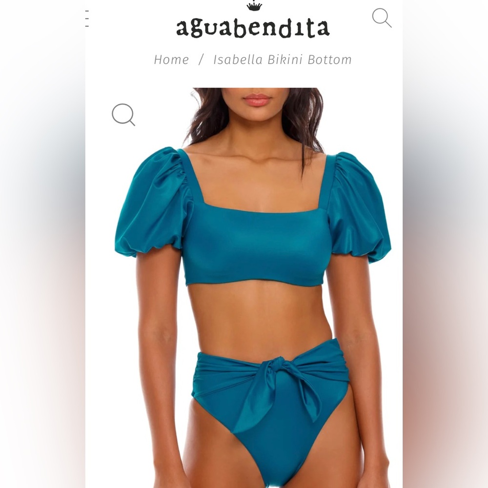 Agua Bendita Puff Sleeve Bikini Top and High Waist Bottom